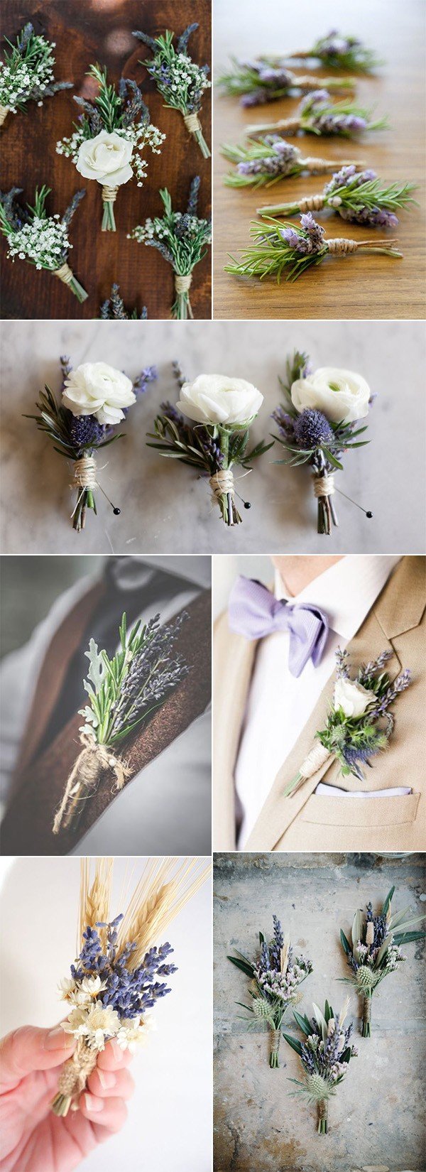 Lavender themed wedding boutonniere ideas