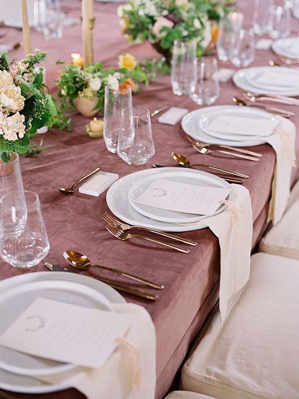 Mauve Velvet Wedding Tablescape