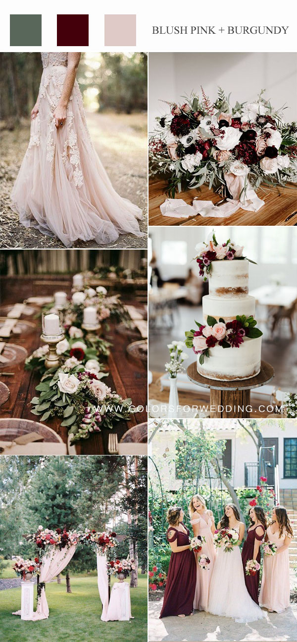 blush pink and burgundy wedding color ideas