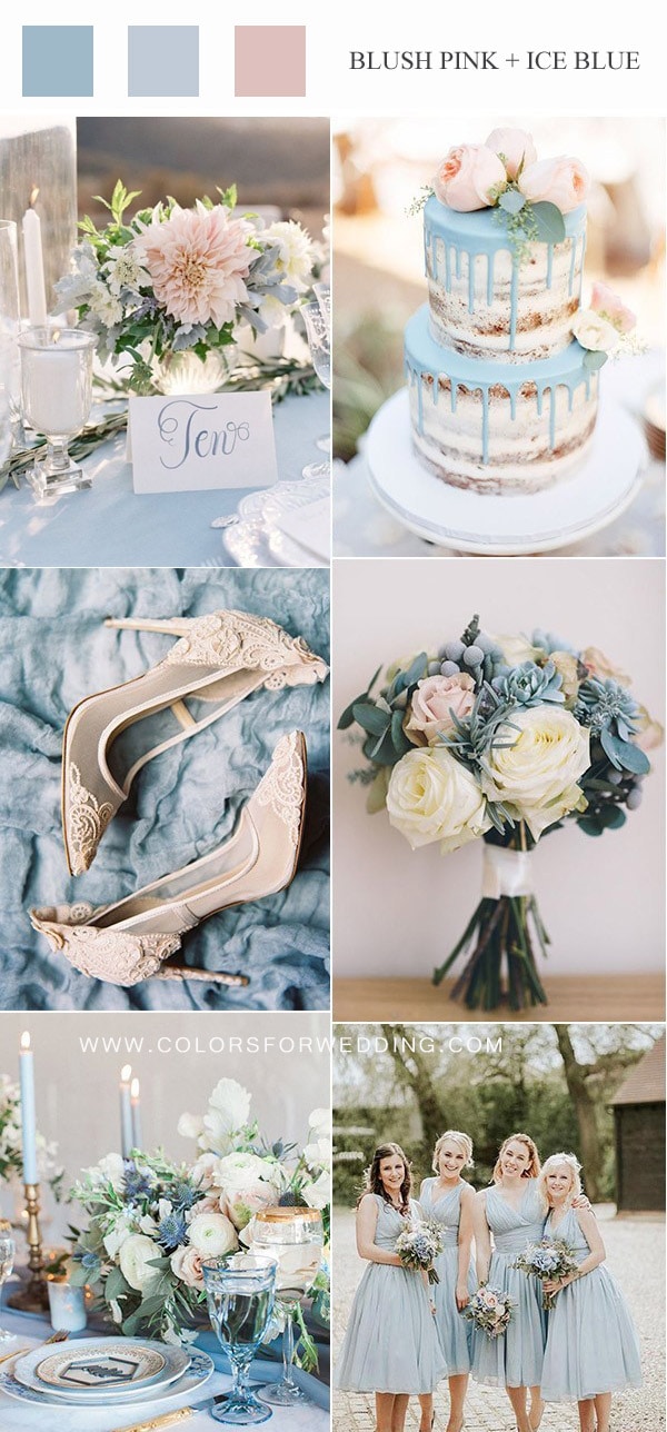 blush pink and ice blue spring wedding color ideas