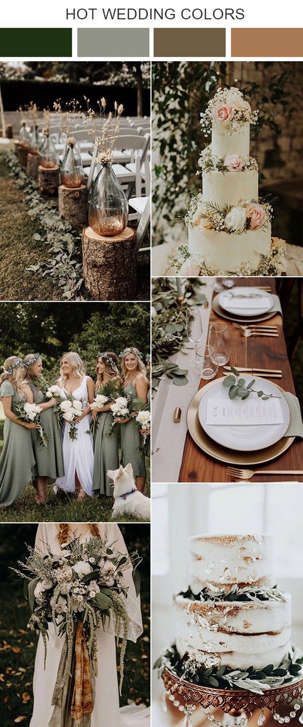 bohemian fall sage green wedding color ideas