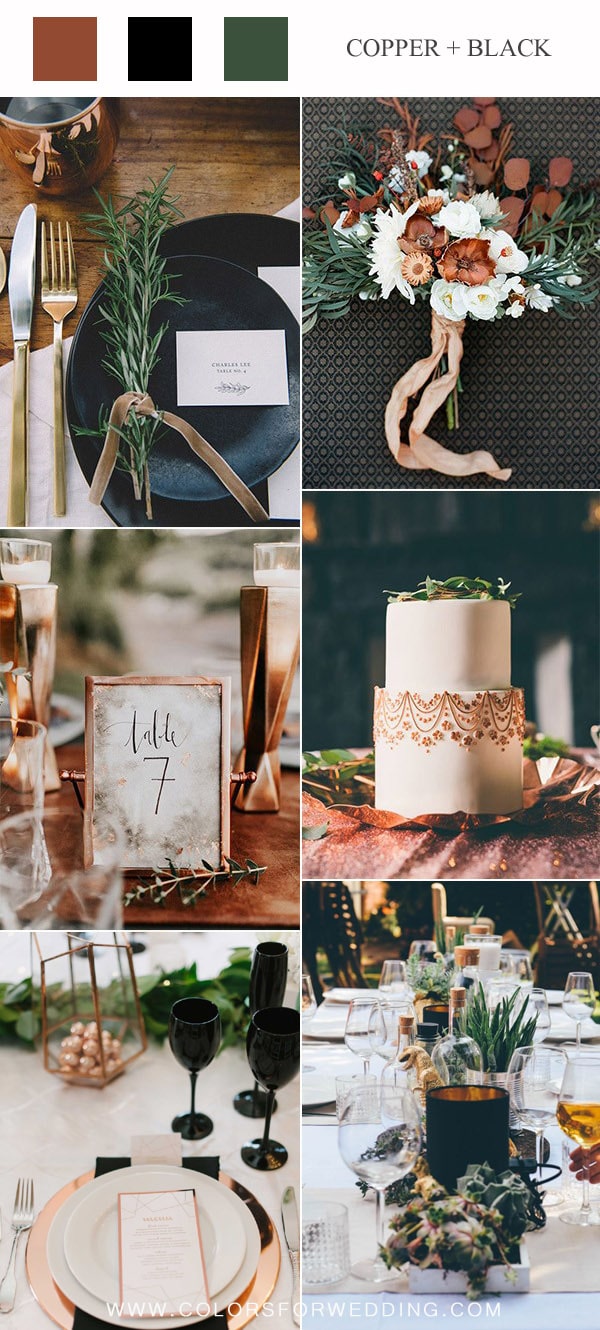 copper and black fall wedding color ideas