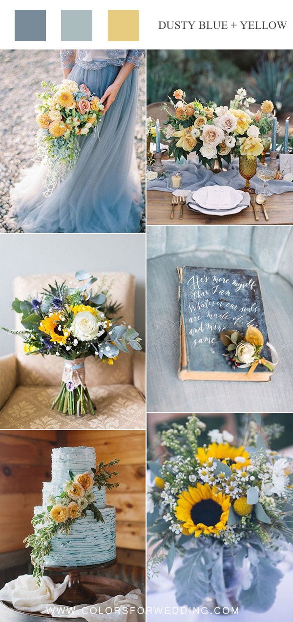 dusty blue and yellow wedding color ideas for spring summer