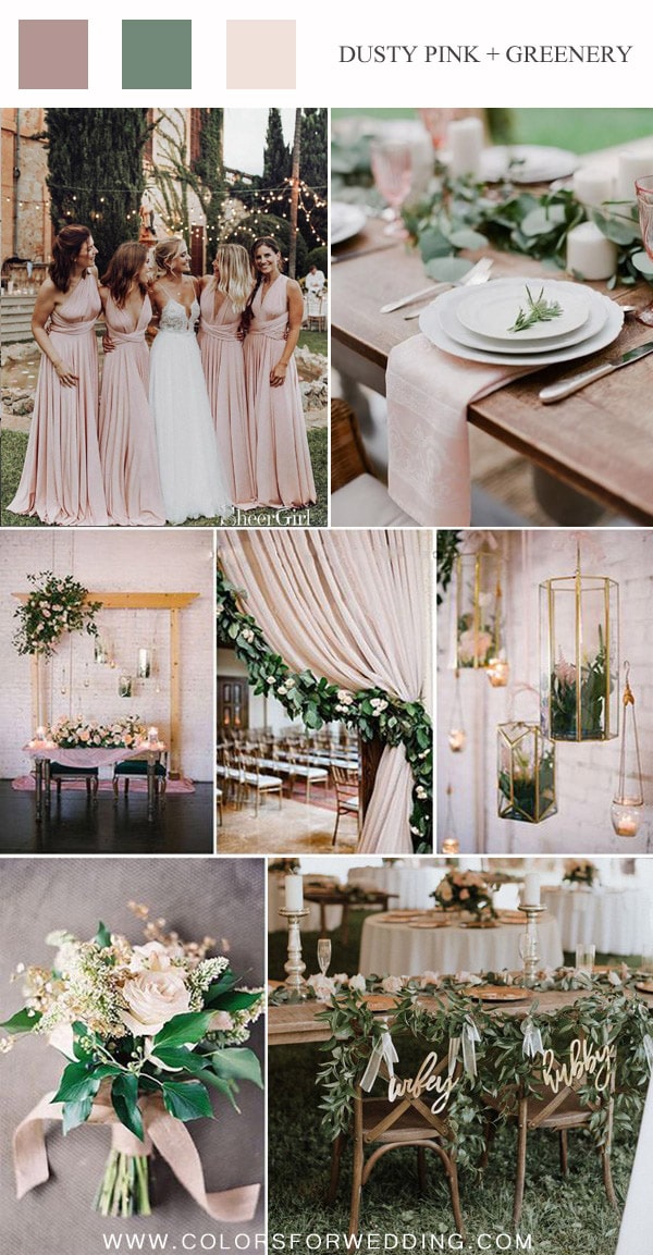 dusty pink and greenery wedding color ideas