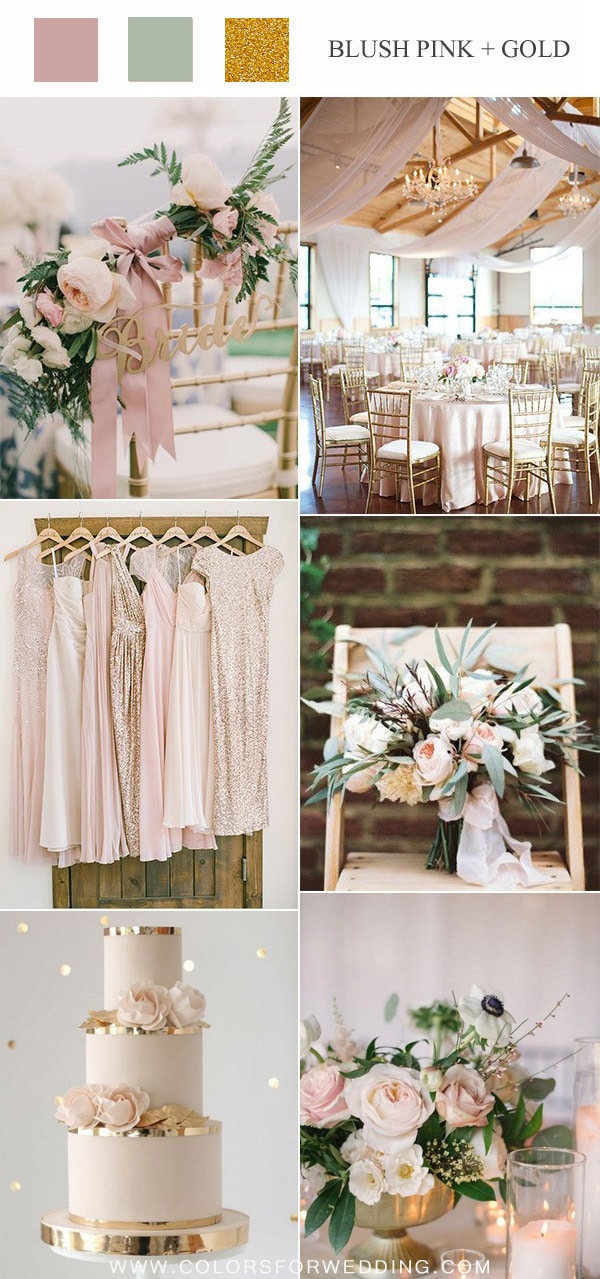 elegant blush pink and gold wedding color ideas for spring and summer