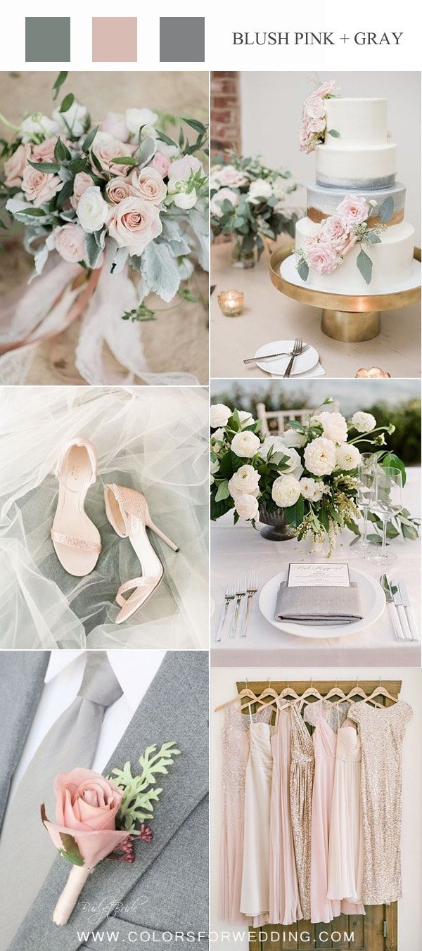 elegant blush pink and gray wedding color ideas