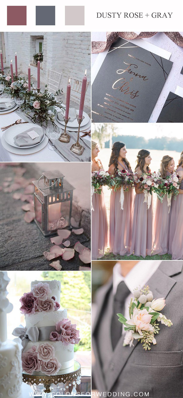 elegant dusty rose and gray wedding color ideas