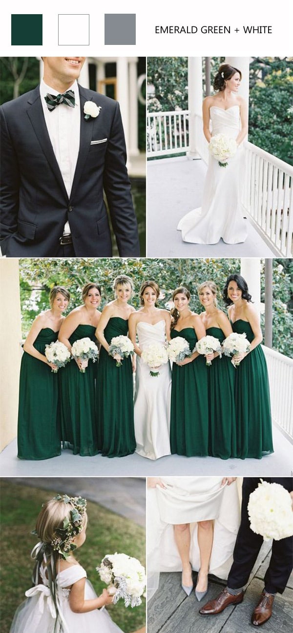 emerald green and white wedding color ideas