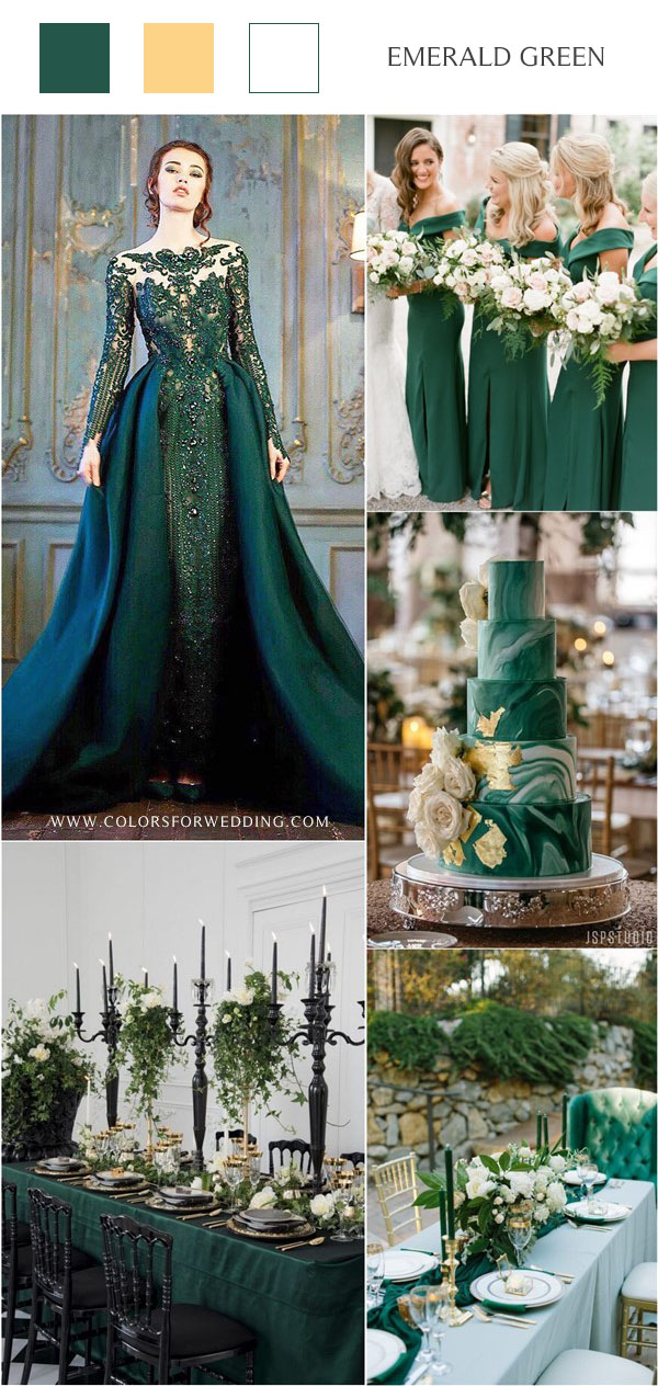 emerald green dark green wedding color ideas