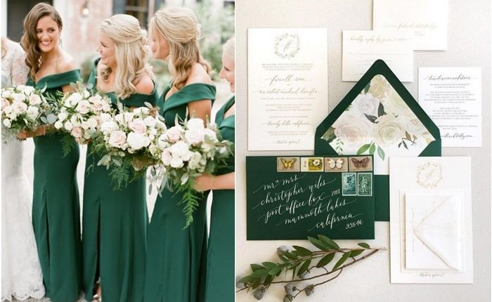 emerald green dark green wedding color ideas1