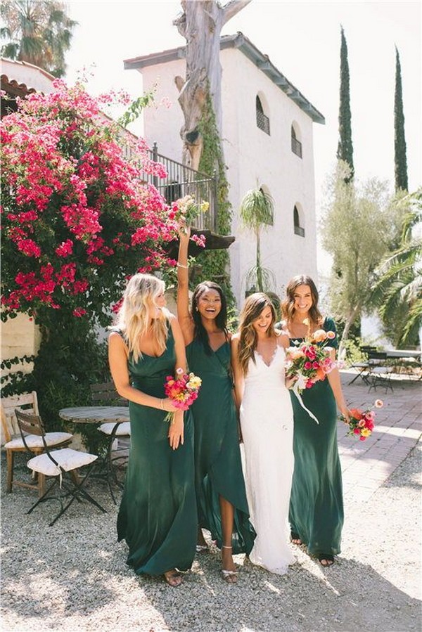 emerald long bridesmaid dresses