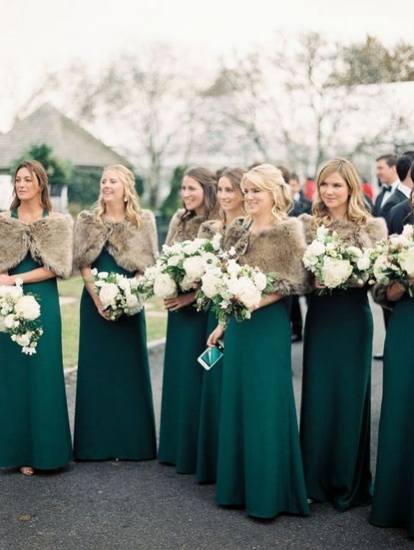 emerald winter bridesmaid dresses