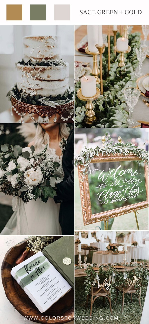gold and sage green wedding color ideas
