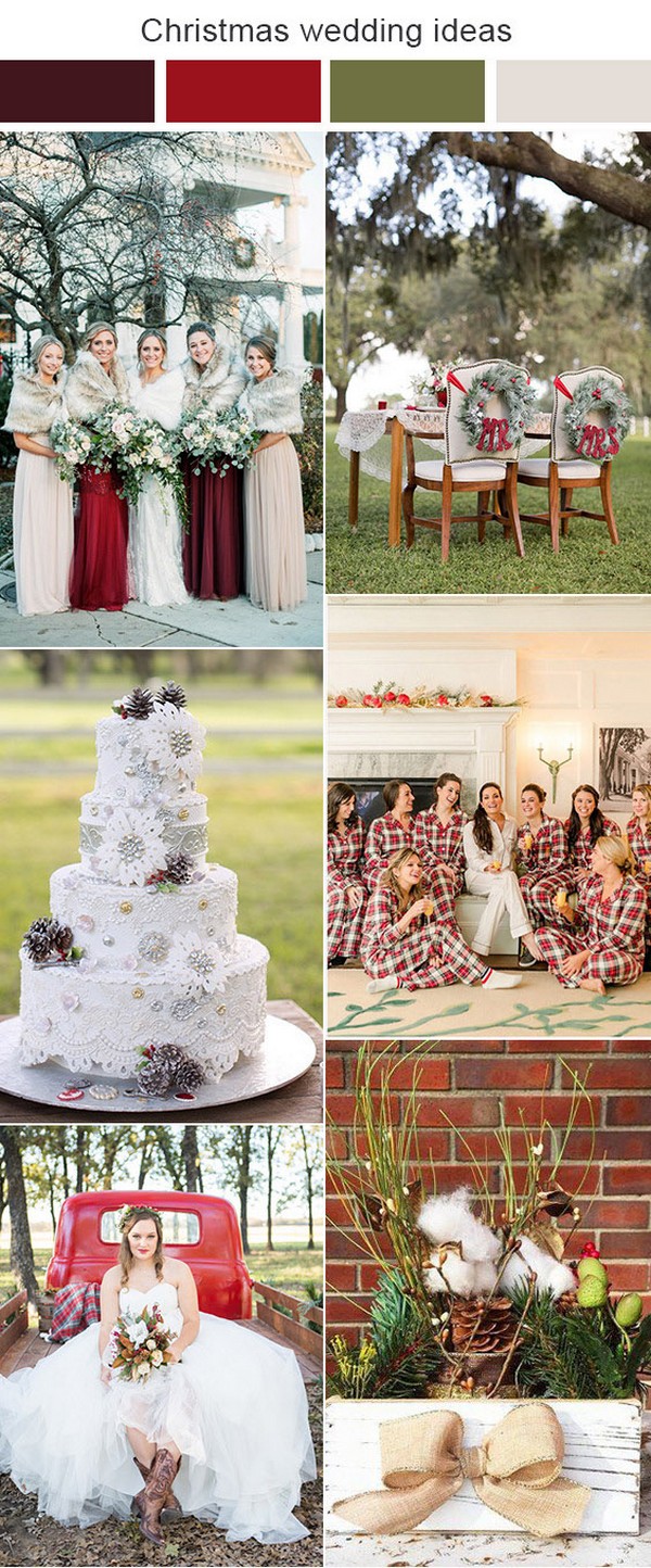 green and red winter wedding color ideas