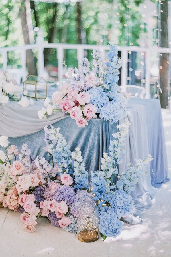light blue and blush pink spring sweetheart wedding table ideas