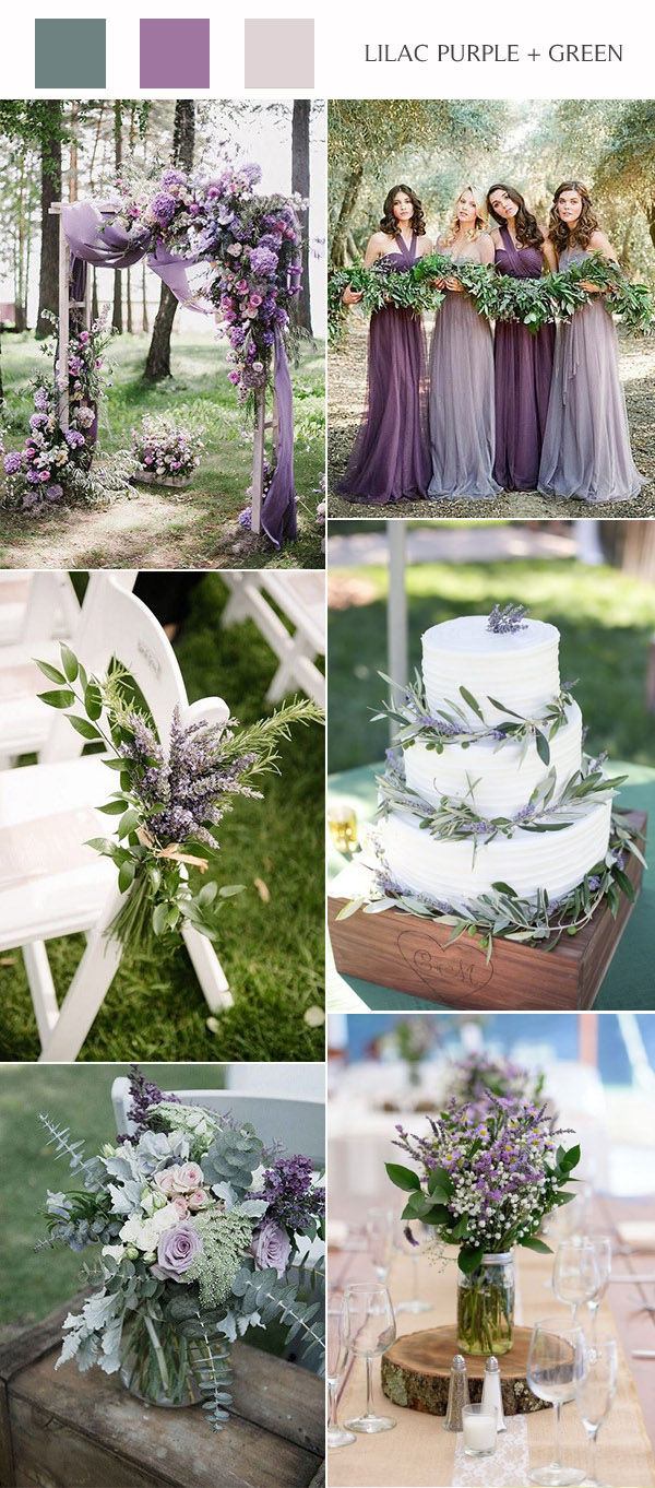 lilac purple and greenery wedding color ideas