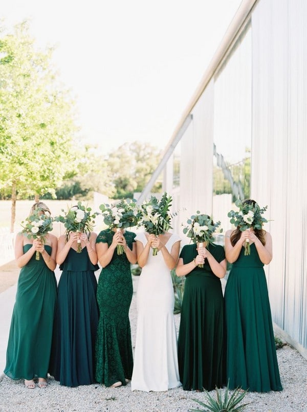 long emerald bridesmaid dresses