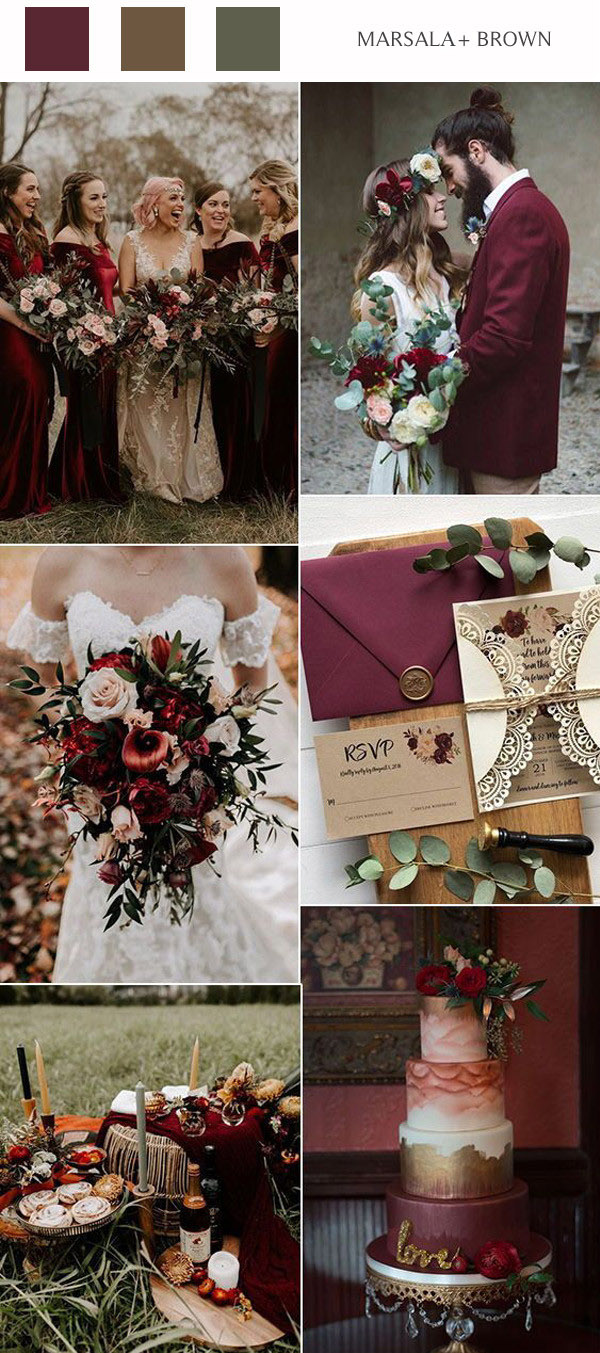 marsala and brown fall wedding color ideas