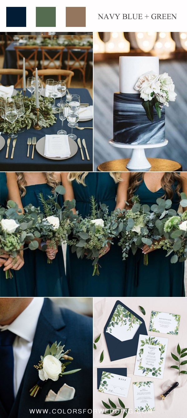 navy blue and green fall wedding color ideas
