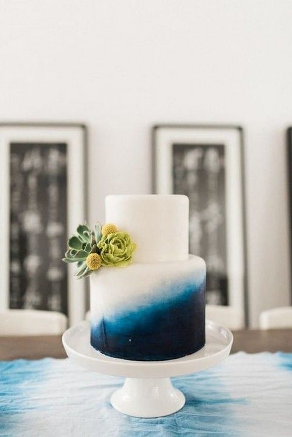 ombre indigo blue wedding cake