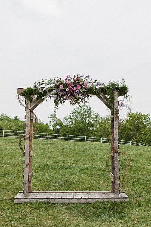 outdoor farm lavender and green wedding arch