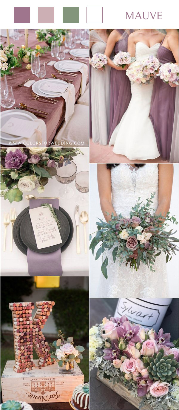 purple mauve and greenery wedding color ideas
