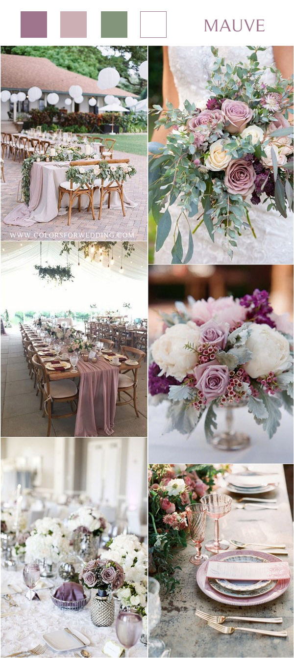 purple mauve and greenery wedding color ideas
