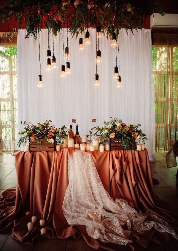 rust vintage sweetheart wedding table backdrops