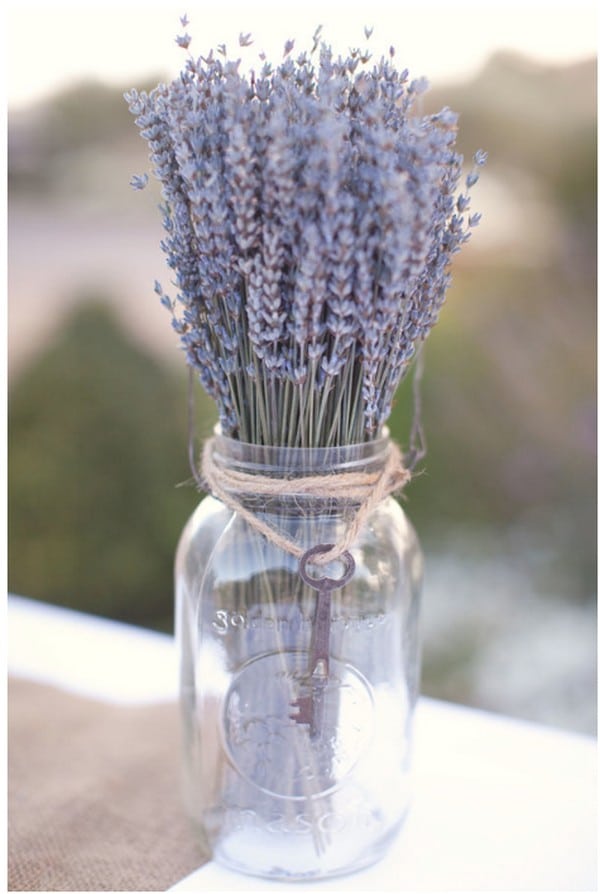 rustic lavender and mason jar wedding centerpieces