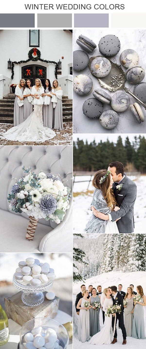 silver and light grey winter wedding color ideas