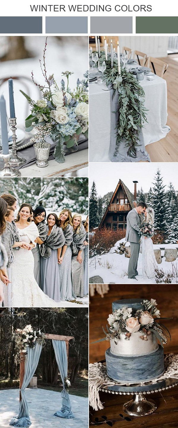 silver sage and light grey winter wedding color ideas