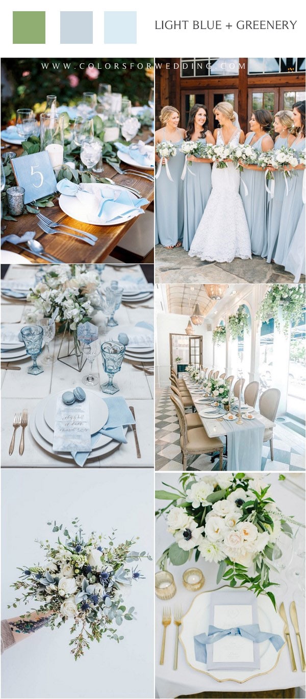 spring summer light blue and greenery wedding color ideas