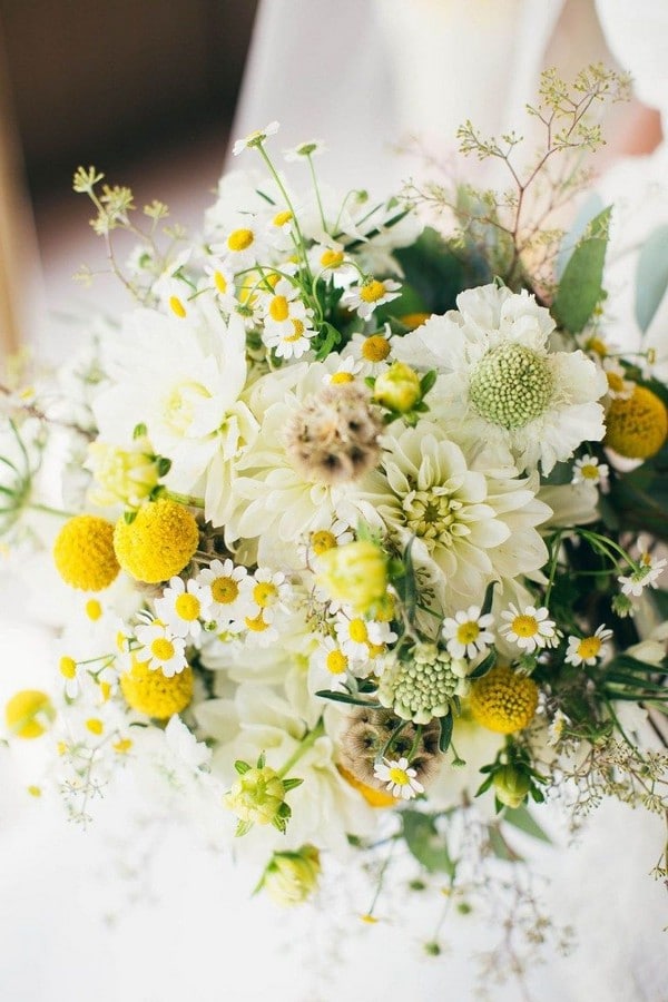 white and yellow wildflowers wedding bouquet