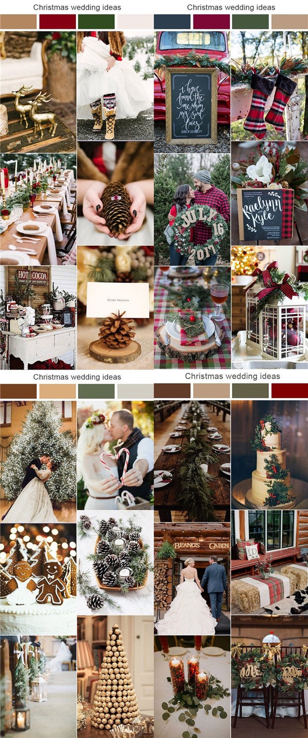 winter wedding color ideas and trends- winter green and gold wedding colors, green and red wedding color ideas, sage green wedding colors, rustic winter wedding colors