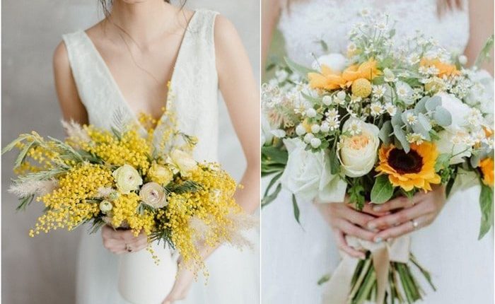yellow and white wedding bouquet ideas