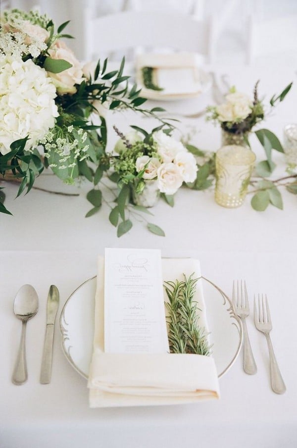 Ivory and sage green wedding table idea