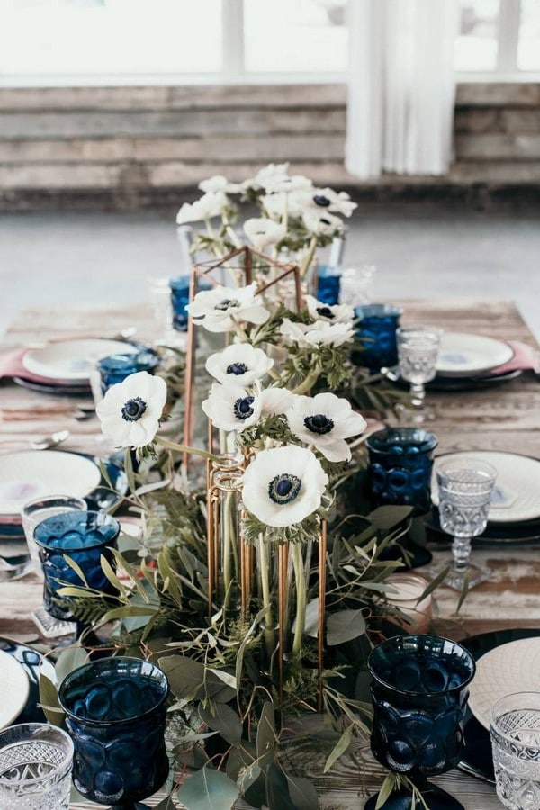 Modern Jewel-Toned Classic Blue Wedding Centerpiece