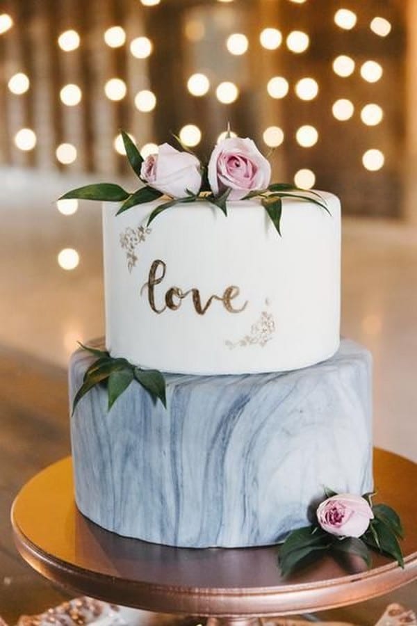 Rustic Romance Dusty Blue Wedding Cake