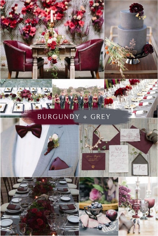 burgundy and grey wedding color ideas