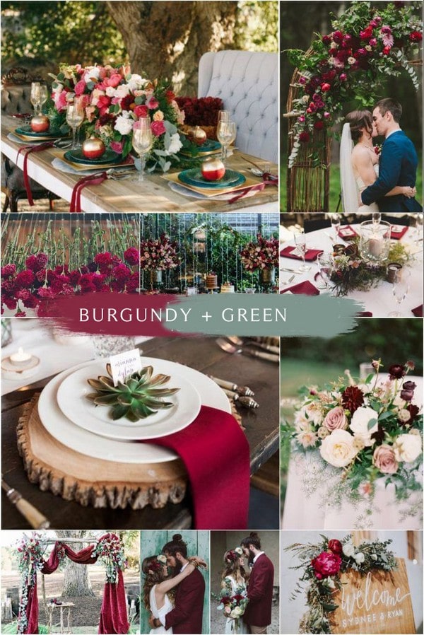 burgundy marsale and greenery wedding color ideas