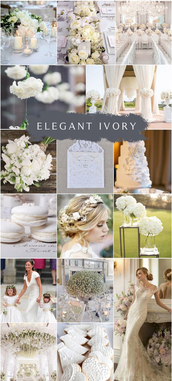 classic elegant ivory white wedding color ideas