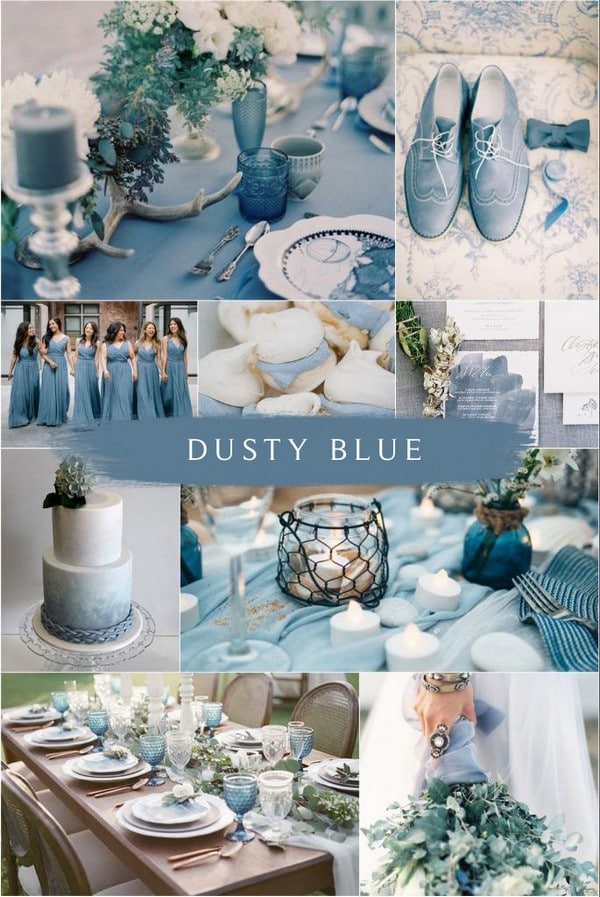 dusty blue steal blue wedding color ideas