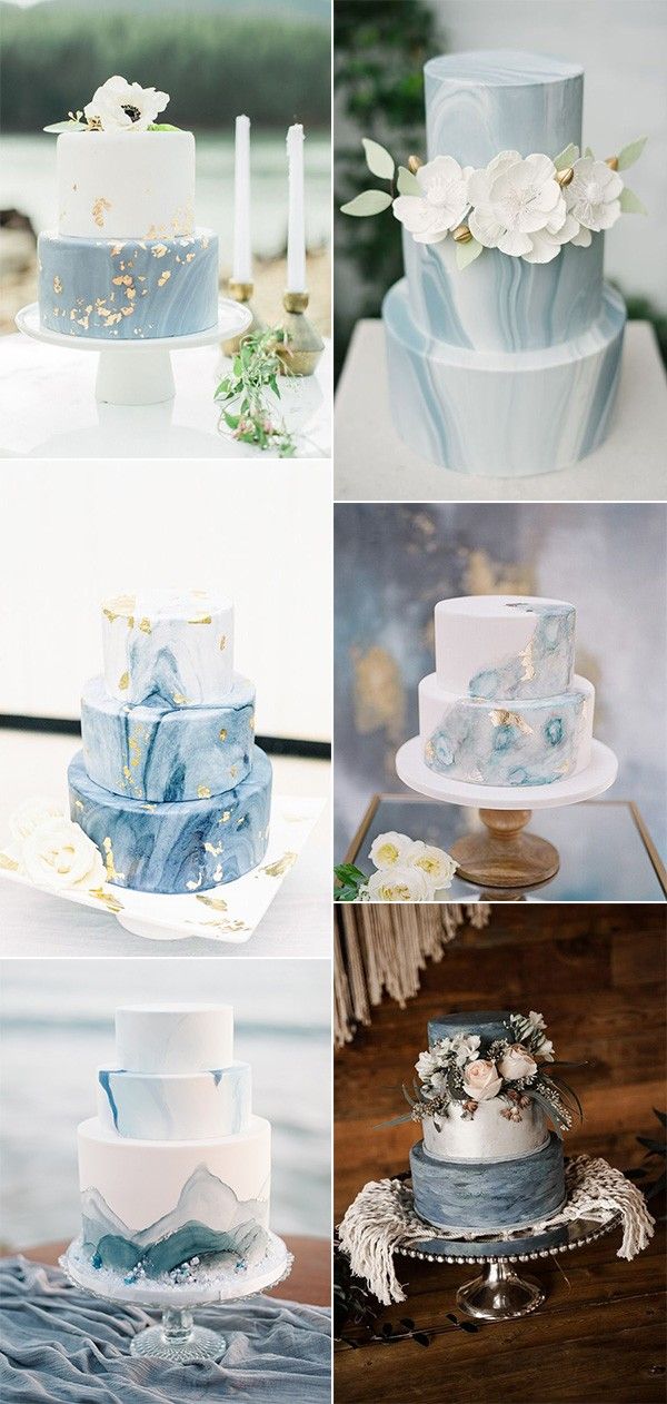 dusty blue wedding cake ideas