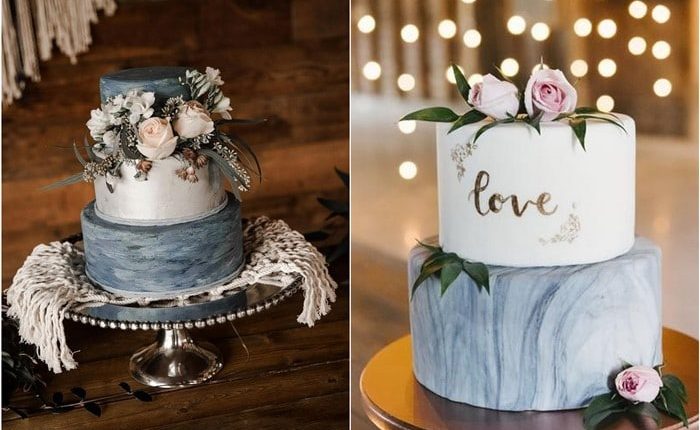 dusty blue wedding cakes