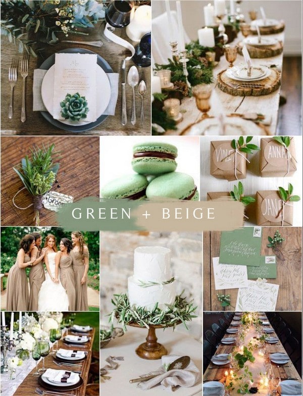green and beige wedding color ideas