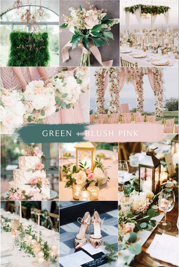 green and blush pink wedding color ideas