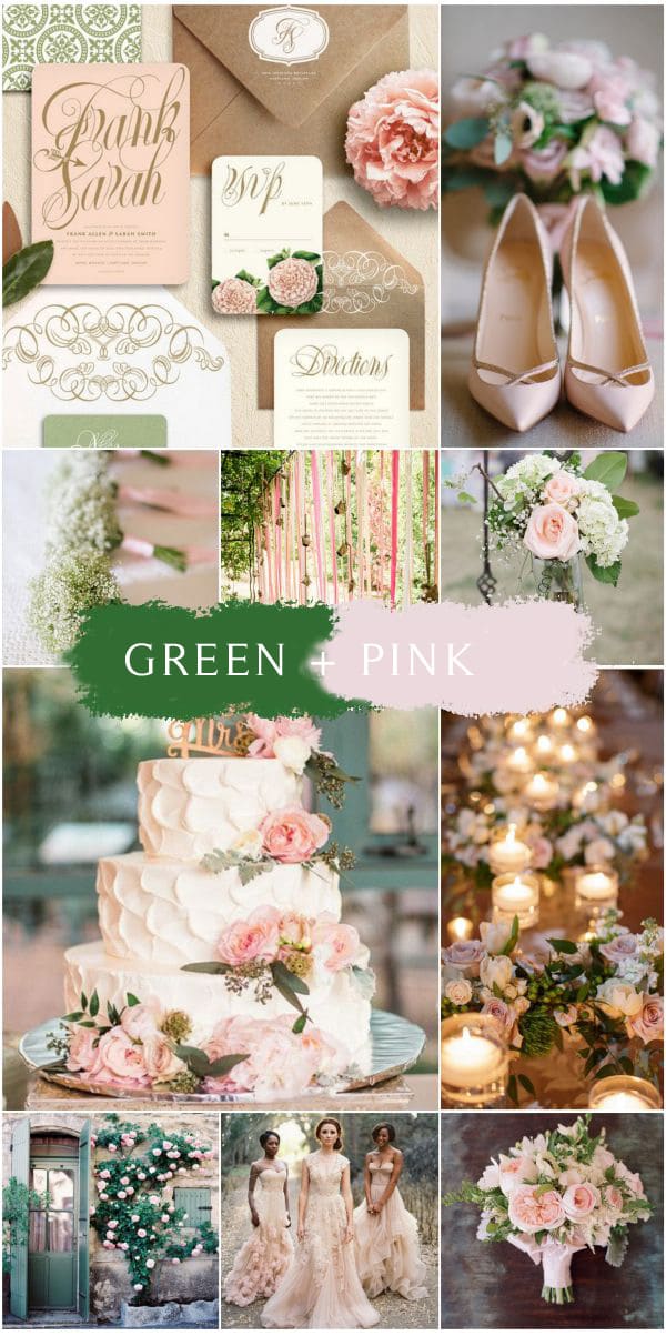 green and pink wedding color ideas