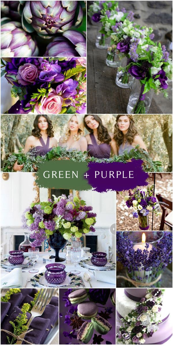 green and purple wedding color ideas