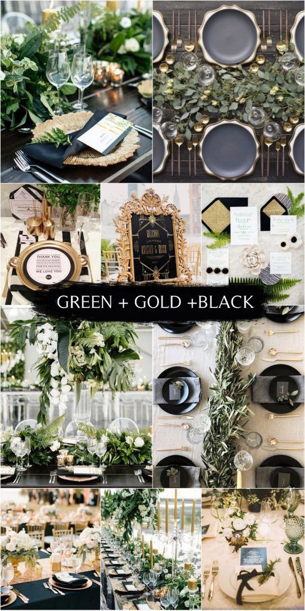 green black and gold wedding color ideas