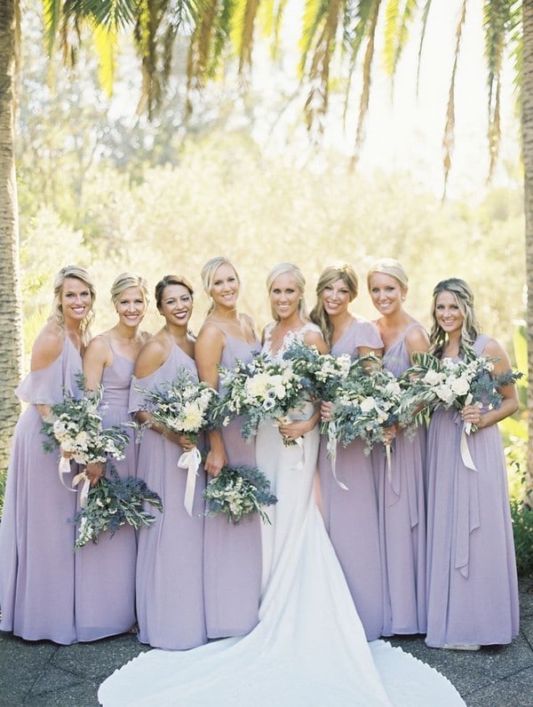 lilac mismatched bridesmaid dresses